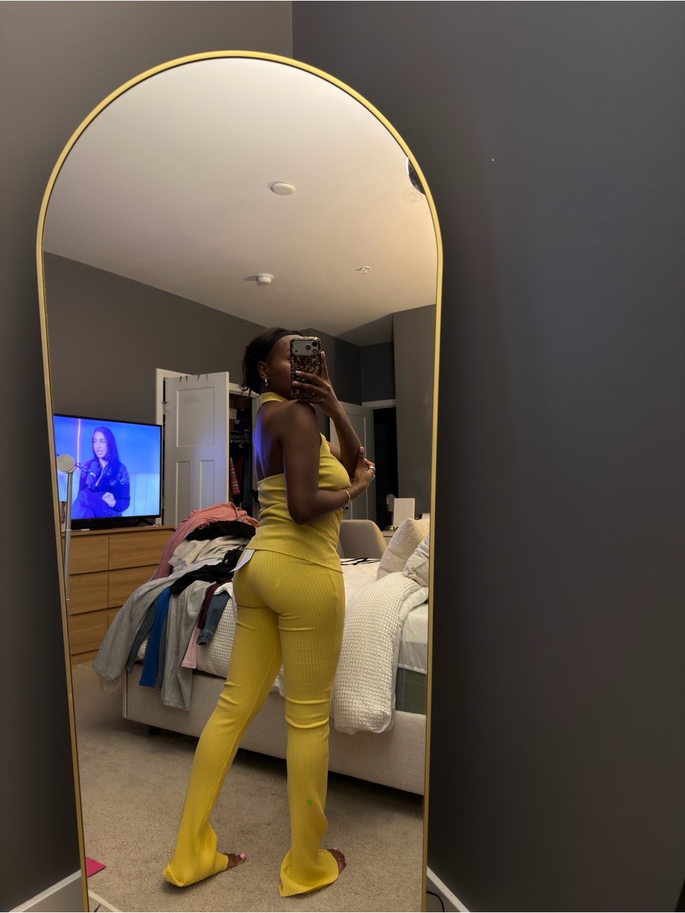 Yellow Ribbed Knit Two Piece Set - Picture 2 of 2
